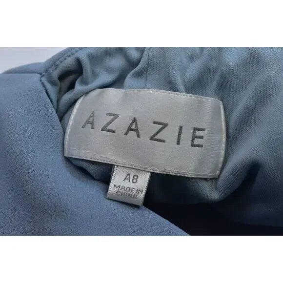 Azazie Dusty Blue Jacqueline Strapless Open Back Bridesmaid Dress Womens A8